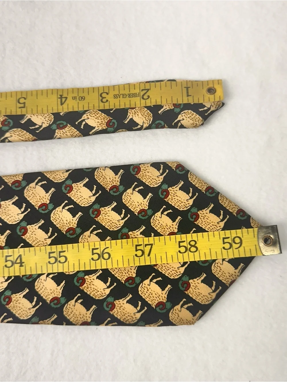 Classic Black Tie with Gold Ram Pattern - Men Accessories